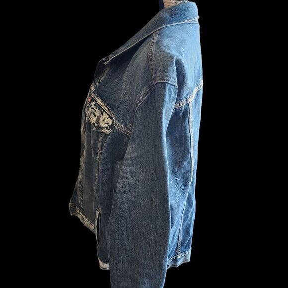 Levi's Denim Trucker Jacket Mens SZ XXL Acid Wash Punk Grunge Workwear Rocker - Picture 2 of 6